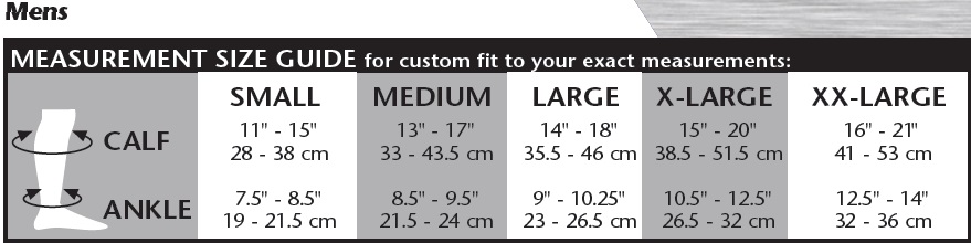 the natural opaque knee high size chart