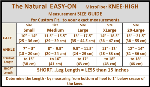 the natural easy on knee high size chart image