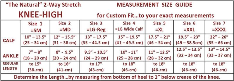 the natural knee high stocking size chart