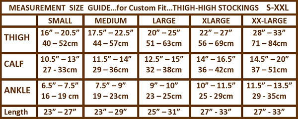 thigh high opaque size chart